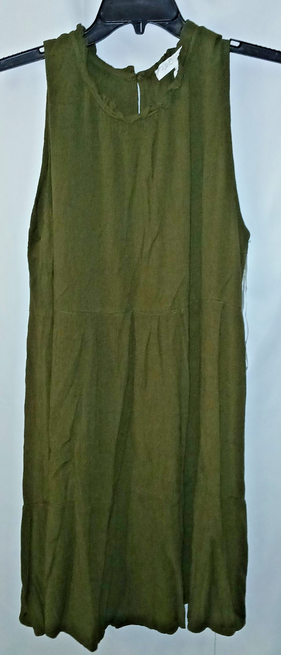 Coastal Gauze Beach To Brunch Dress Waist Line Ruffled Hem Brat Green Size 2X